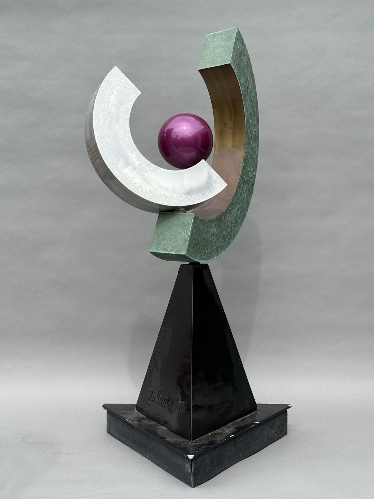 STEVE ZALUSKI VINTAGE MODERN ART ABSTRACT METAL SCULPTURE CUBISM MODERNISM HUGE STEVE ZALUSKI VINTAGE MODERN ART ABSTRACT METAL SCULPTURE CUBISM MODERNISM HUGE