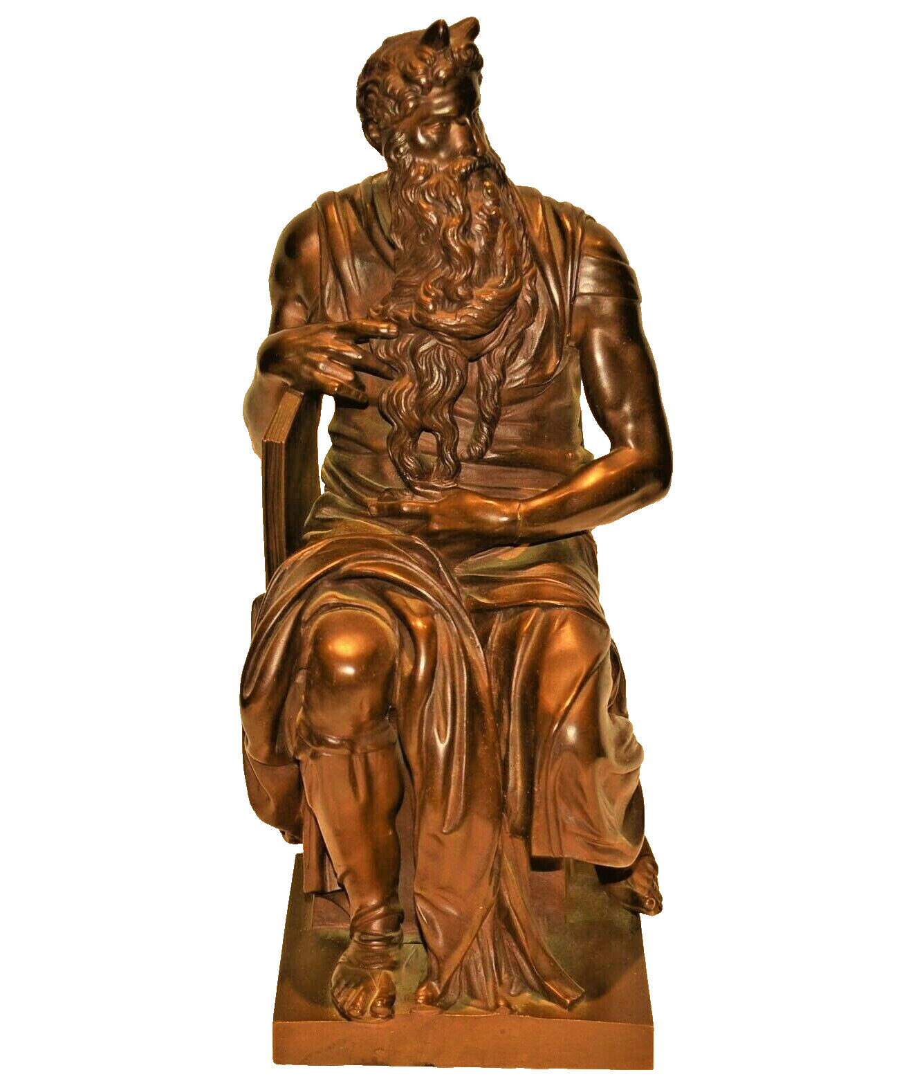 MICHELANGELO Antique Original 18thC Bronze Statue Moses Commandments Sculpture MICHELANGELO Antique Original 18thC Bronze Statue Moses Commandments Sculpture