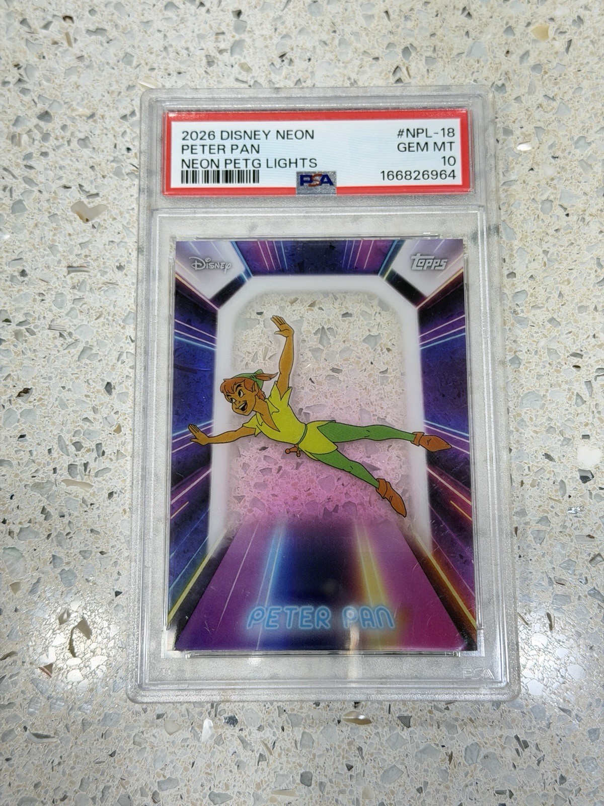 2026 Topps Disney Neon Illuminated Neon Lights #NPL-18 Peter Pan PSA 10 Pop 2 2026 Topps Disney Neon Illuminated Neon Lights #NPL-18 Peter Pan PSA 10 Pop 2