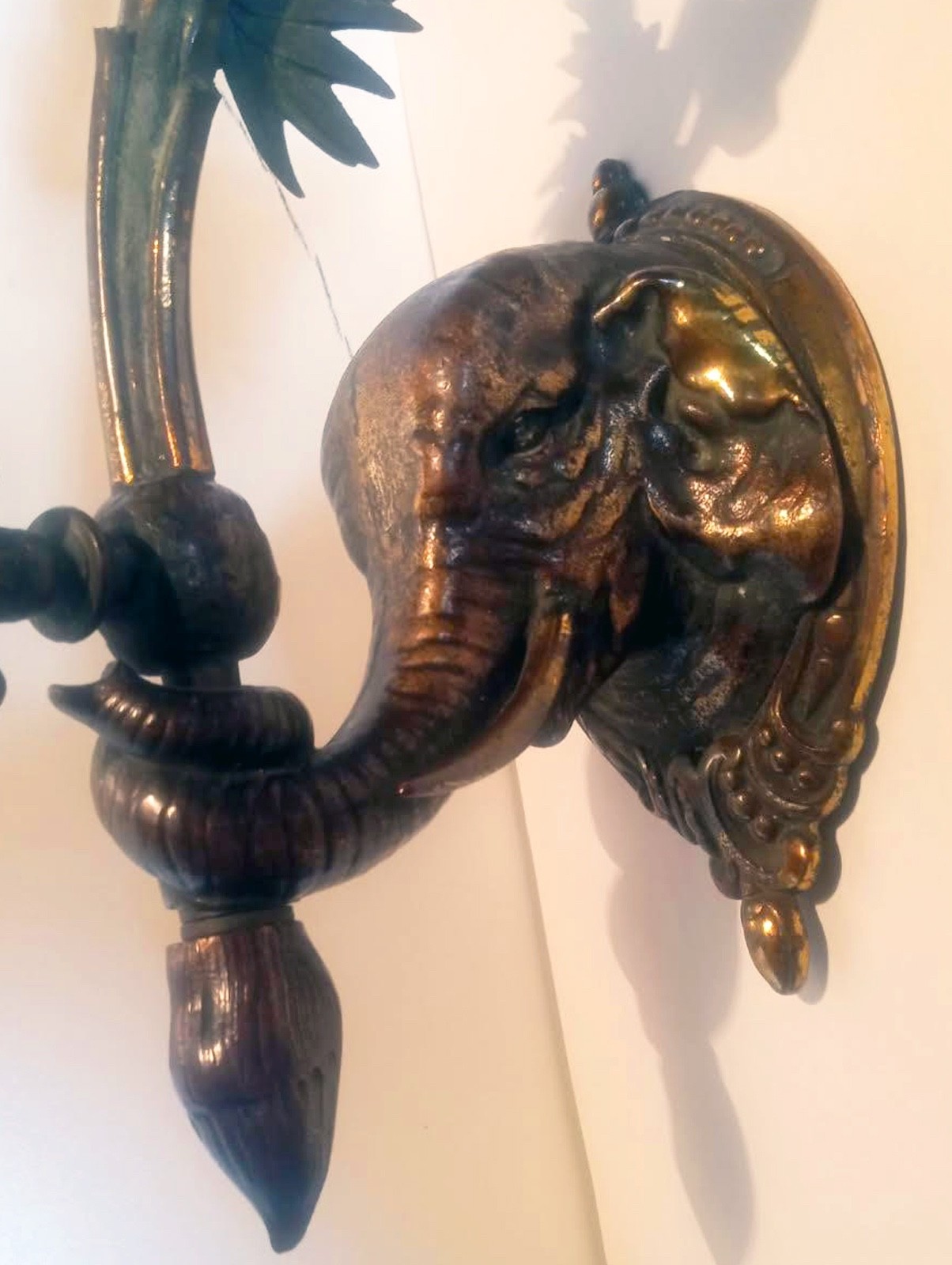 antique  sconces wall mount  bronze Pair  with fabulous elephant head designs