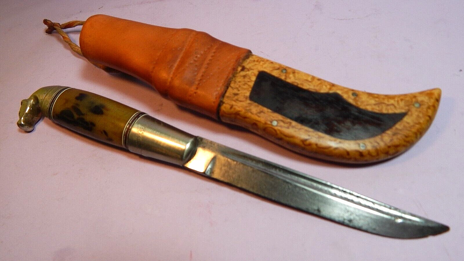 '30s' vintage Finnish horse-head Kauhava  w/custom leather-sleeved scabbard-used