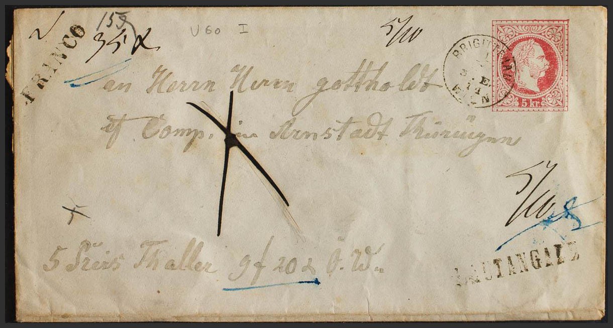 Austria. Entire Postcard. ABOUT 1871. 5k Pink Over BRIGITTENAU Postcard Entire Austria. Entire Postcard. ABOUT 1871. 5k Pink Over BRIGITTENAU Postcard Entire