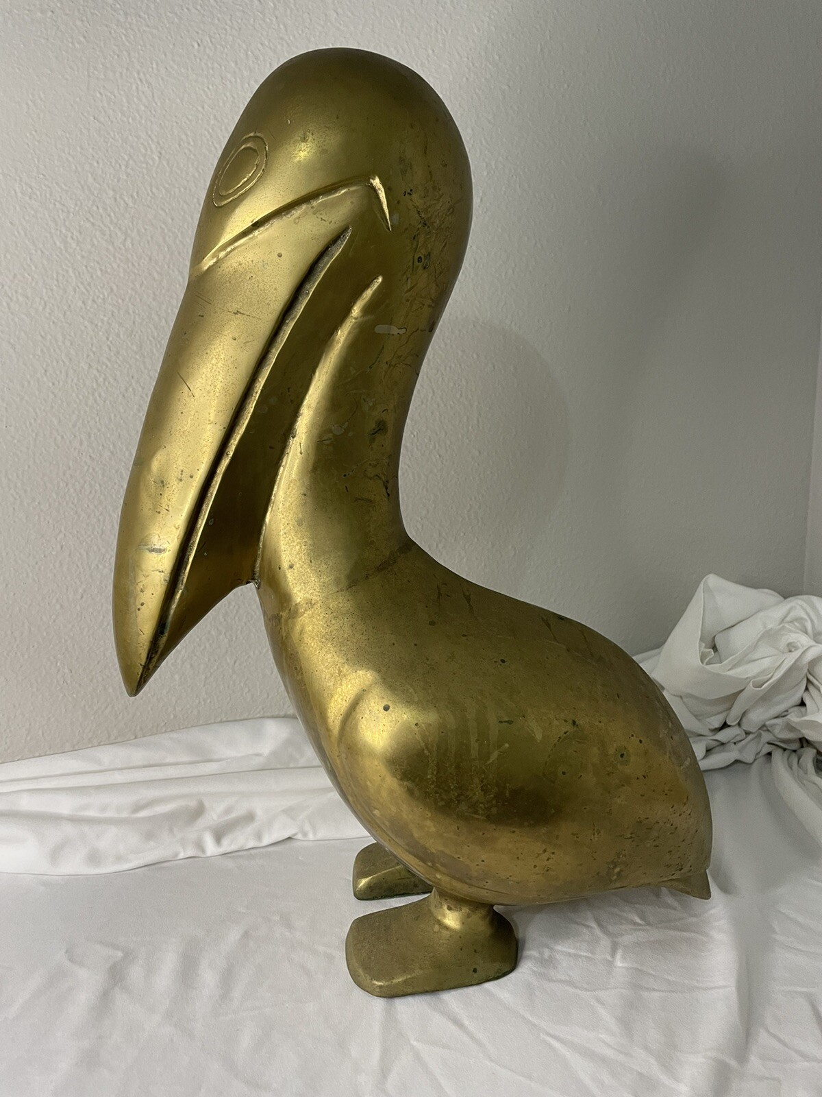 Rare Vintage Large Heavy Brass Pelican Sculpture ~ 12”Long X 19”High X 9”Wide Rare Vintage Large Heavy Brass Pelican Sculpture ~ 12”Long X 19”High X 9”Wide