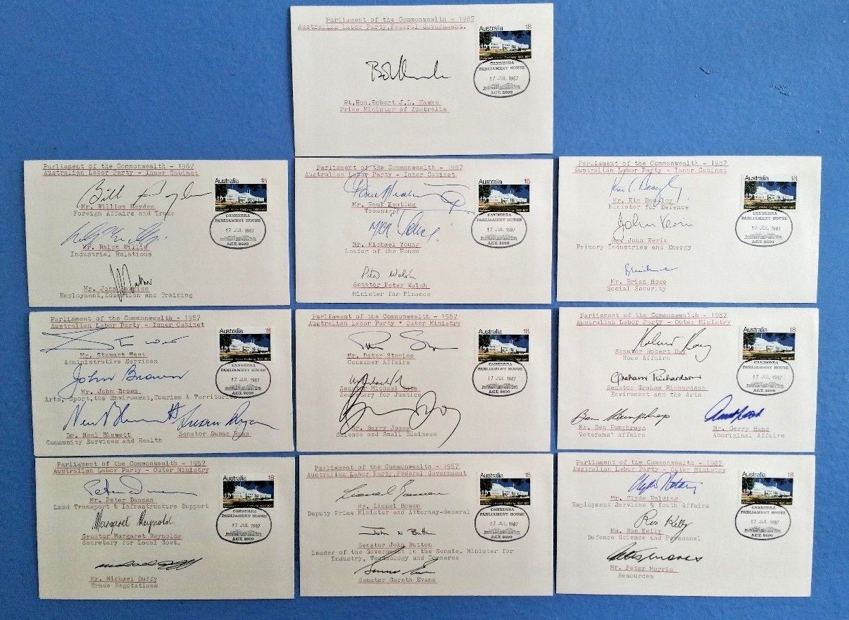 RARE * BOB HAWKE * PAUL KEATING * 1987 LABOR CABINET  * 30 HISTORICAL SIGNATURES