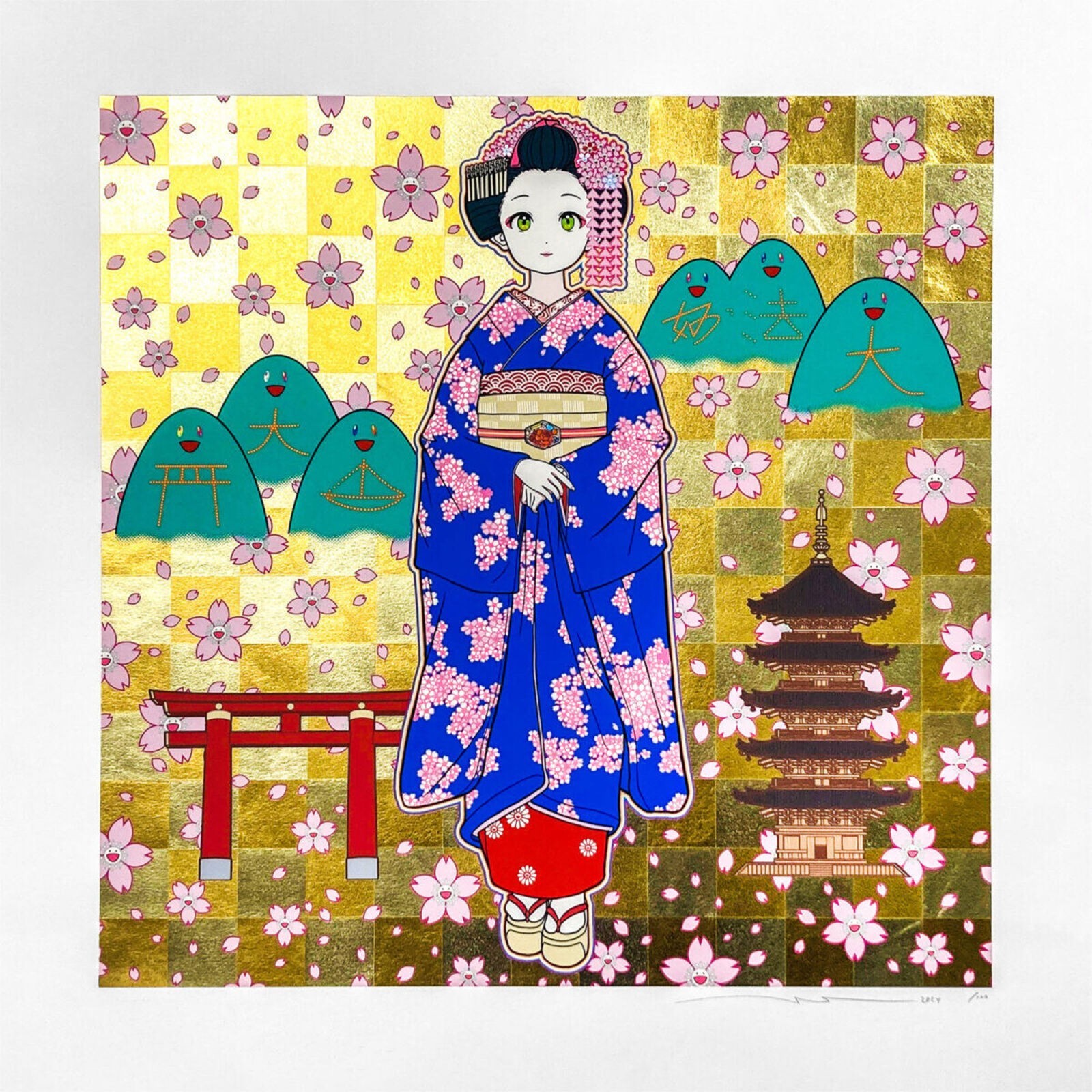 Takashi Murakami Maiko in Springtime Kyoto, 2024 Signed silkscreen print Takashi Murakami Maiko in Springtime Kyoto, 2024 Signed silkscreen print