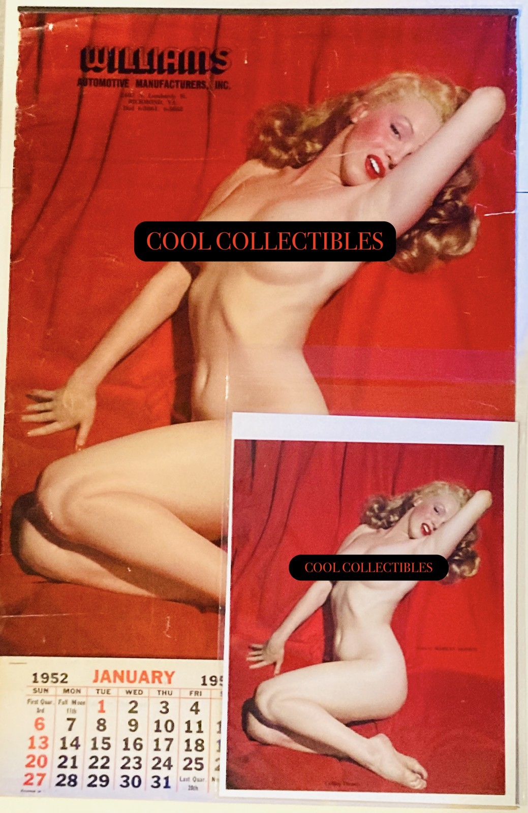 Marilyn Monroe Calendar 1952 Vintage Pinup #1 Golden Dreams LARGEST MADE RARE Marilyn Monroe Calendar 1952 Vintage Pinup #1 Golden Dreams LARGEST MADE RARE