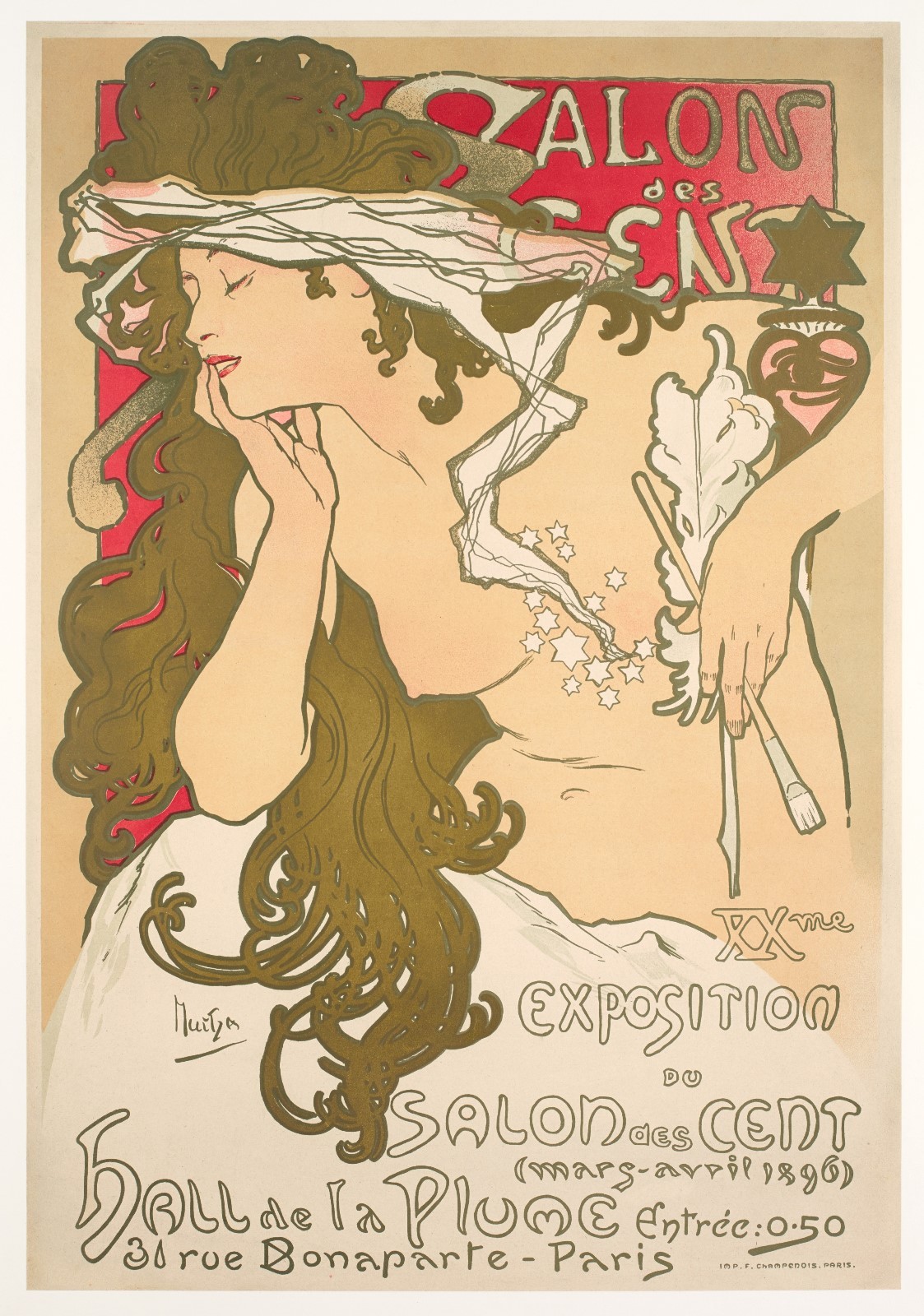 Original Poster - Alphonse Mucha - Salon des Cent - La Plume - 1896 Original Poster - Alphonse Mucha - Salon des Cent - La Plume - 1896