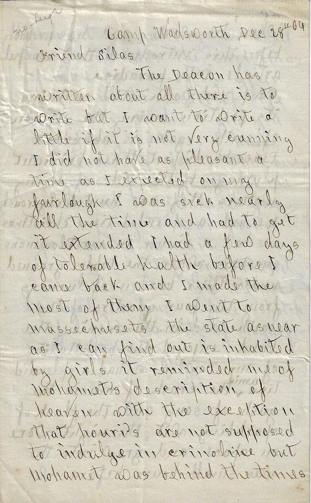 1864 – A Soldier sarcastically describes Christmas at a Contraband Holding Camp