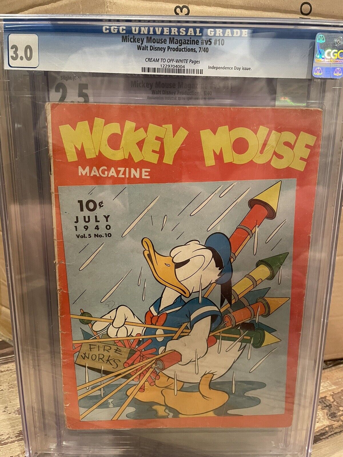 Mickey Mouse Magazine Vol 5 No 10 Cgc 3.0 Comic Graded Independence Day Cover