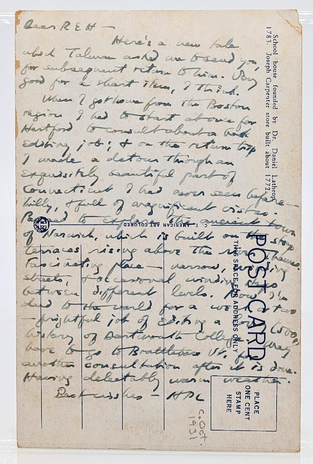 H.P. LOVECRAFT - SIGNED POSTCARD TO ROBERT E. HOWARD - RARE - Conan, Cthulhu H.P. LOVECRAFT - SIGNED POSTCARD TO ROBERT E. HOWARD - RARE - Conan, Cthulhu