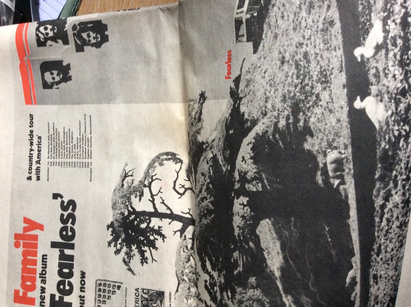 u1-5 ephemera 1971 original folded advert 2 page the family fearless rock group