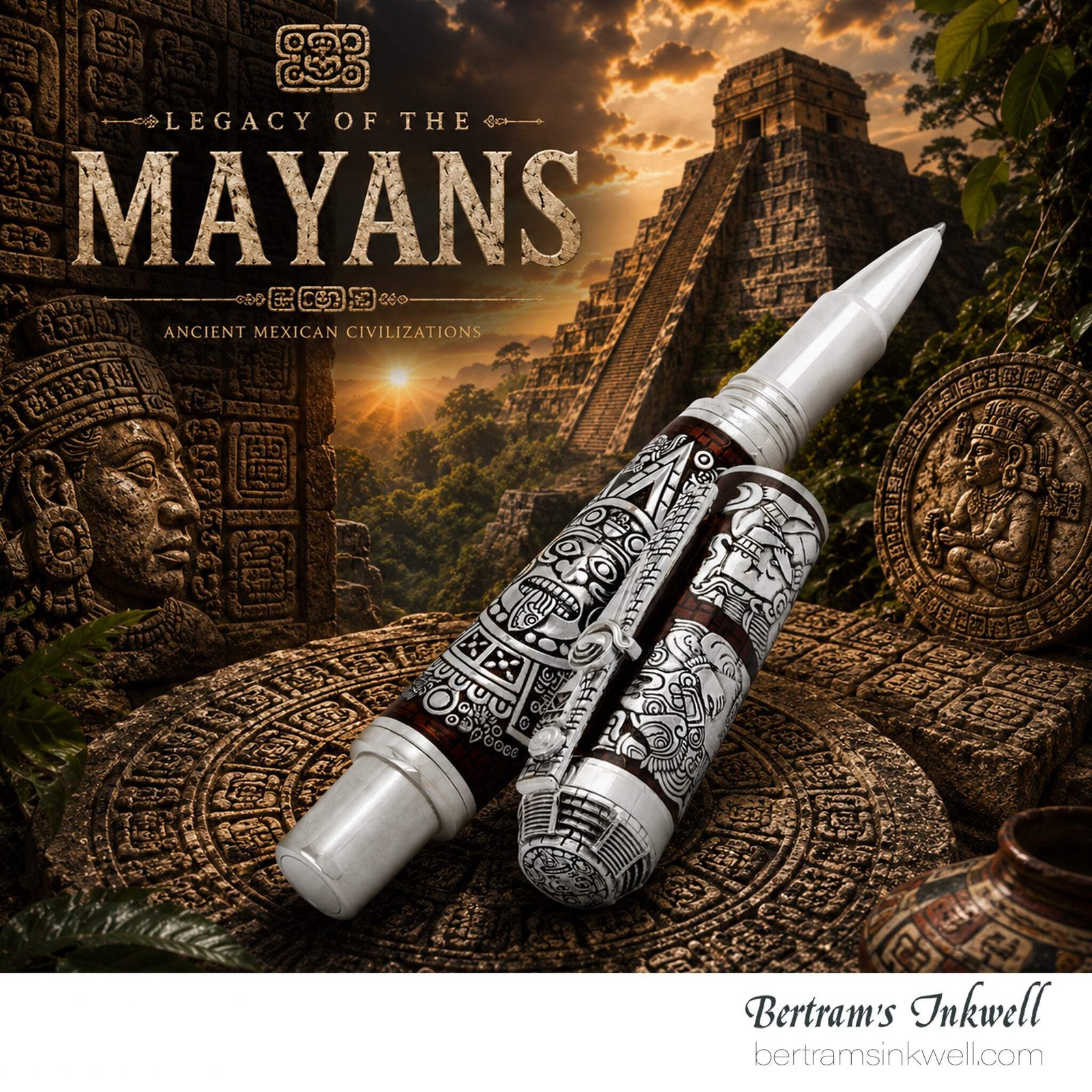 Montegrappa Ancient Mexican Civilizations Silver Limited Edition Rollerball ISCM