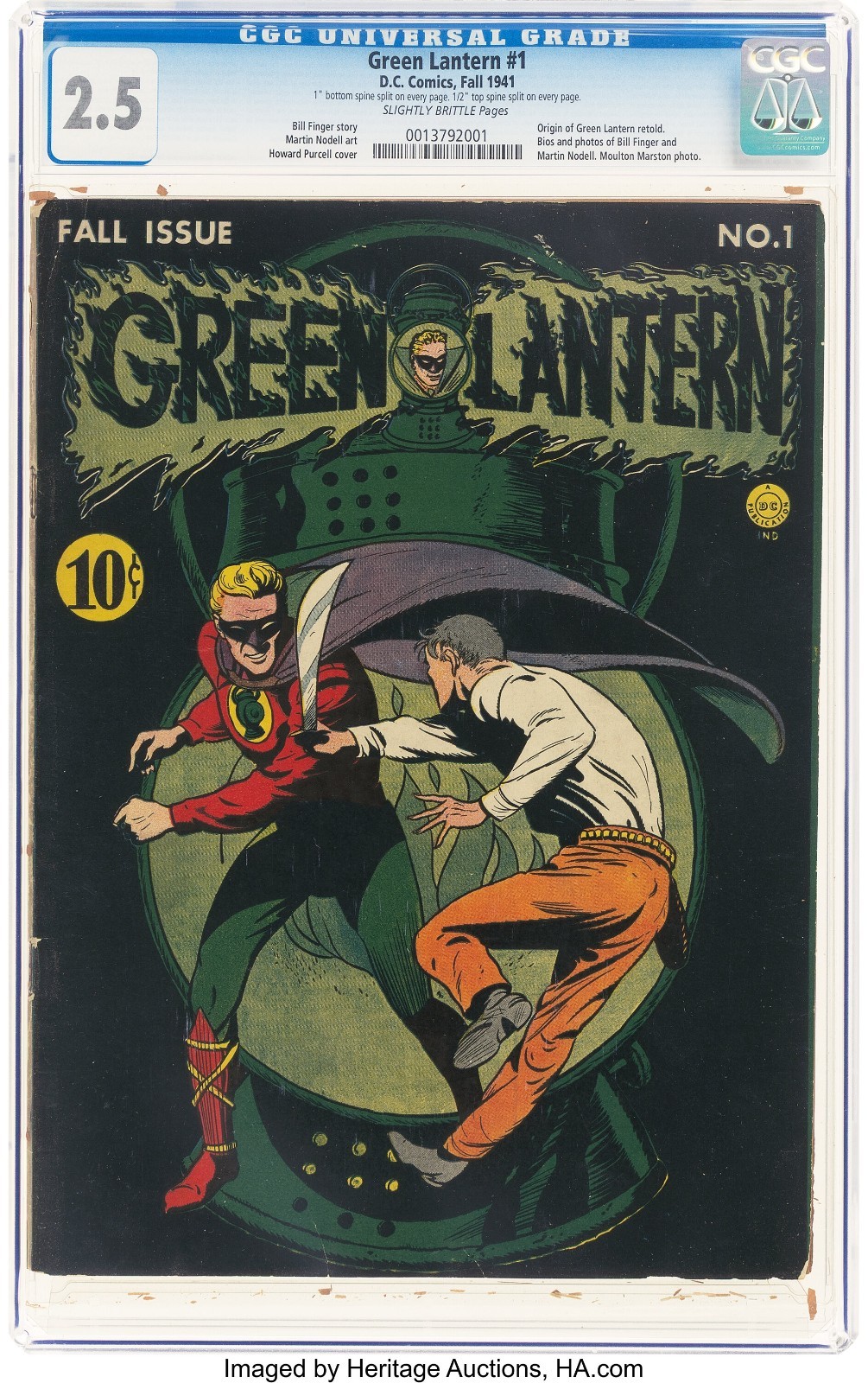 1941 D.C. Comics Green Lantern 1 CGC 2.5. Origin of Green Lantern