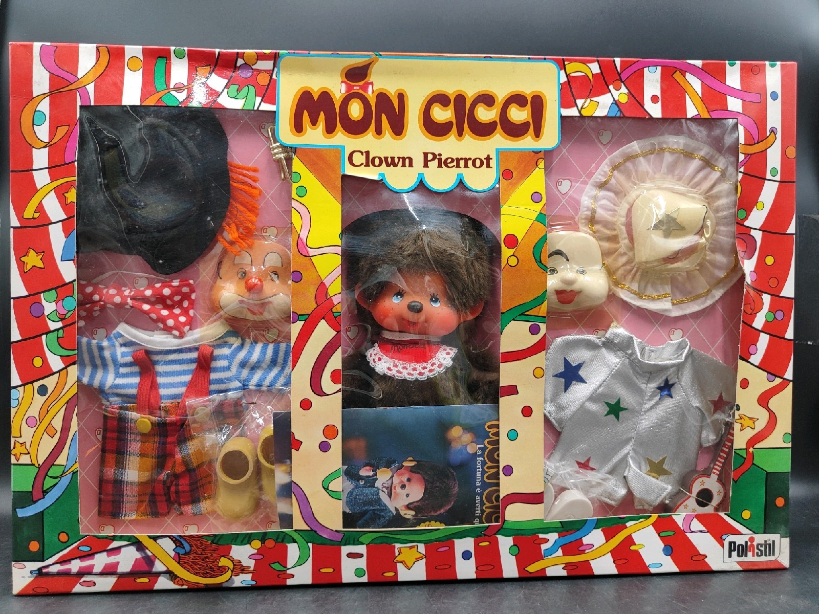 MON CICCI Polistil Figure Monchhichi Monchichi Kiki Plush Clown Pierrot Star