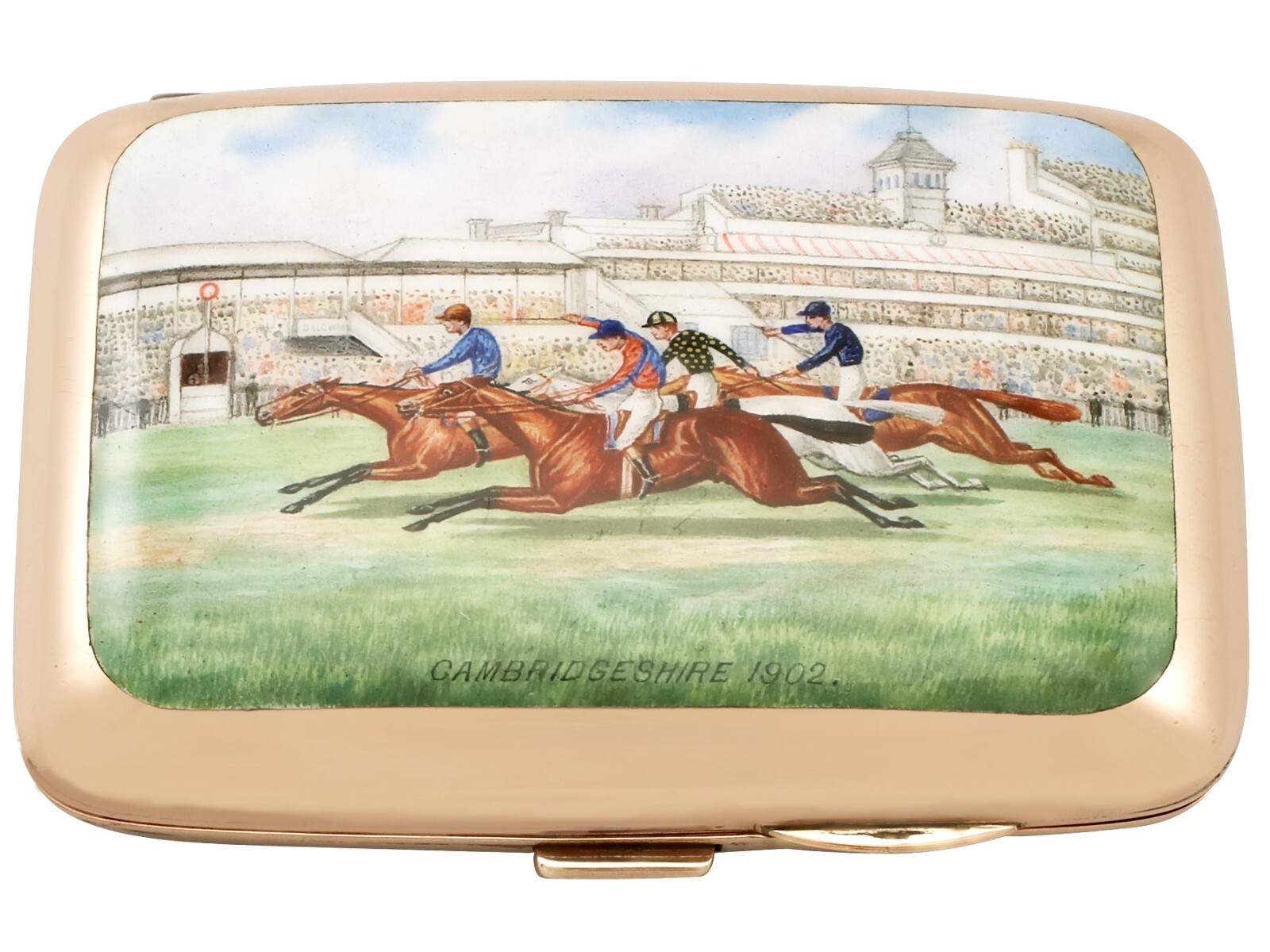Antique Edwardian 9k Rose Gold and Enamel Cigarette Case