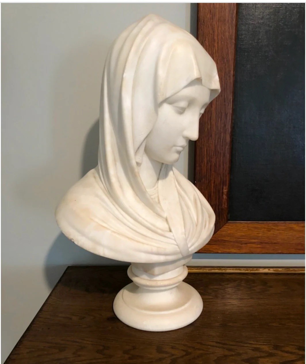 19th Century Catholic Italian Marble Bust of Jesus Christ And Mary