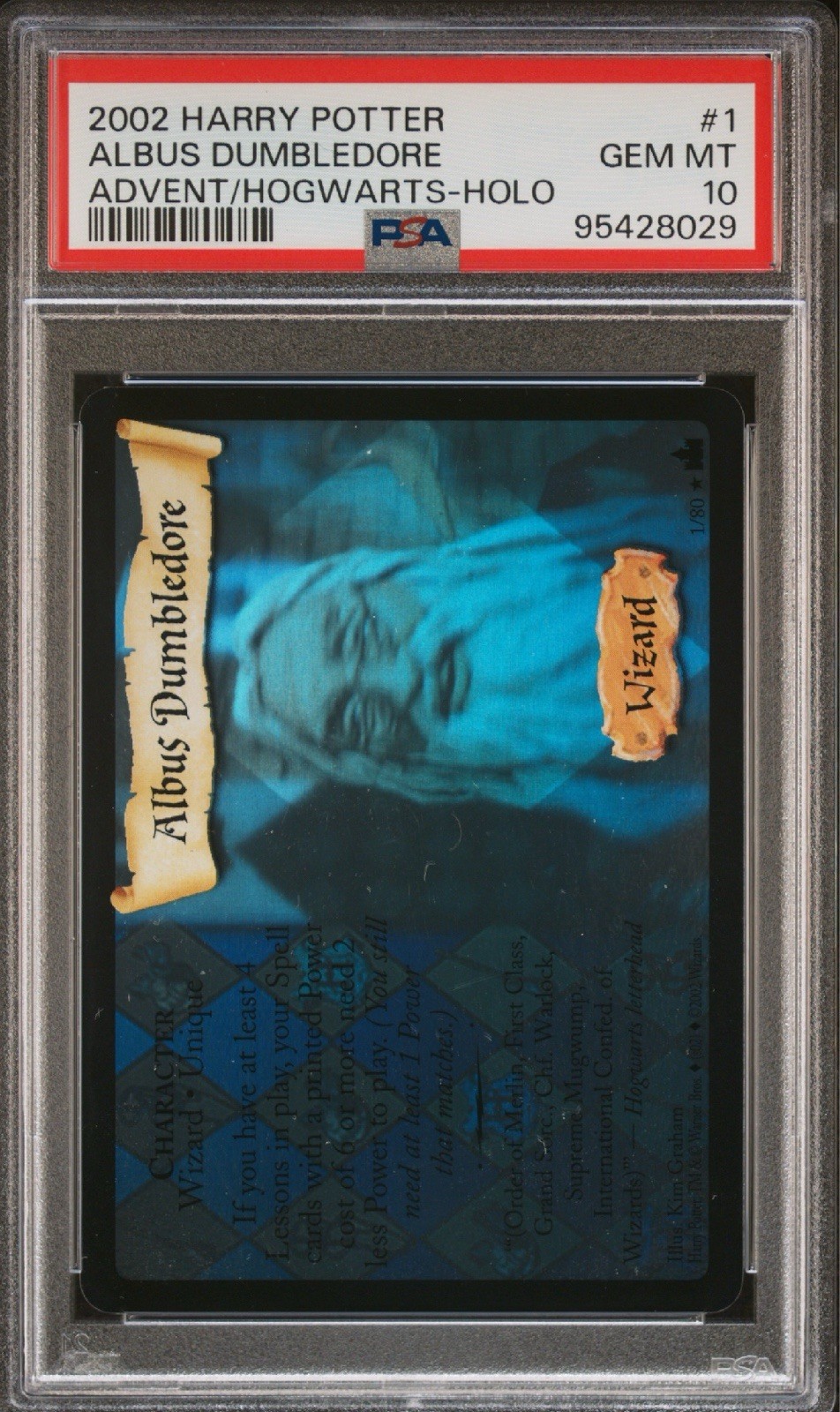2002 Harry Potter WIZARDS OF THE COAST - Albus Dumbledore #1 HOLO PSA 10 - WOTC 2002 Harry Potter WIZARDS OF THE COAST - Albus Dumbledore #1 HOLO PSA 10 - WOTC