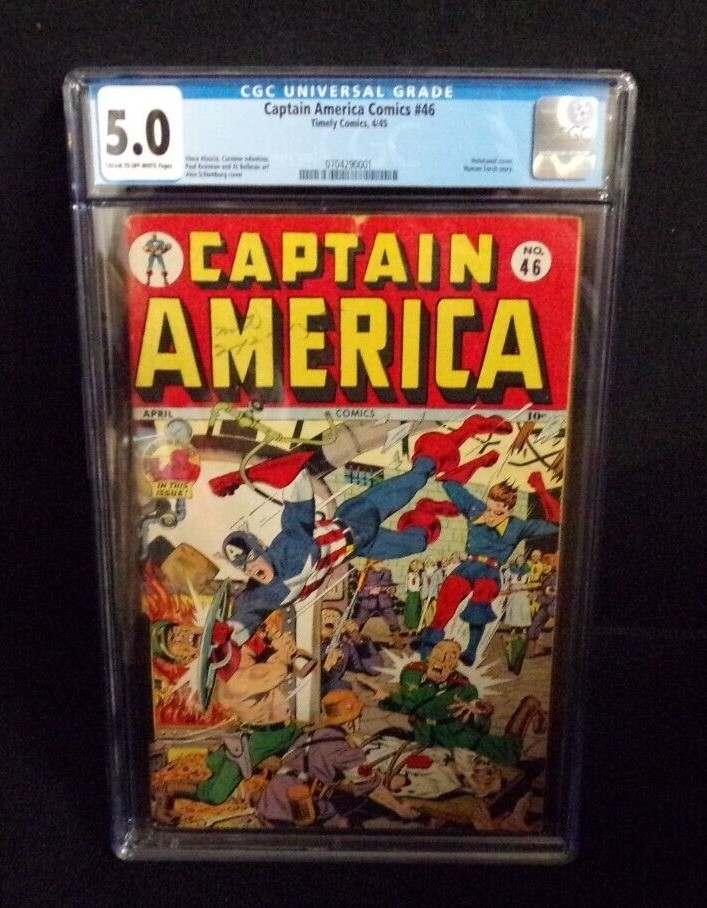 CAPTAIN AMERICA #46 TIMELY COMICS GOLDEN AGE CGC GRADED 5.0 HOLOCAUST NAZI COVER CAPTAIN AMERICA #46 TIMELY COMICS GOLDEN AGE CGC GRADED 5.0 HOLOCAUST NAZI COVER