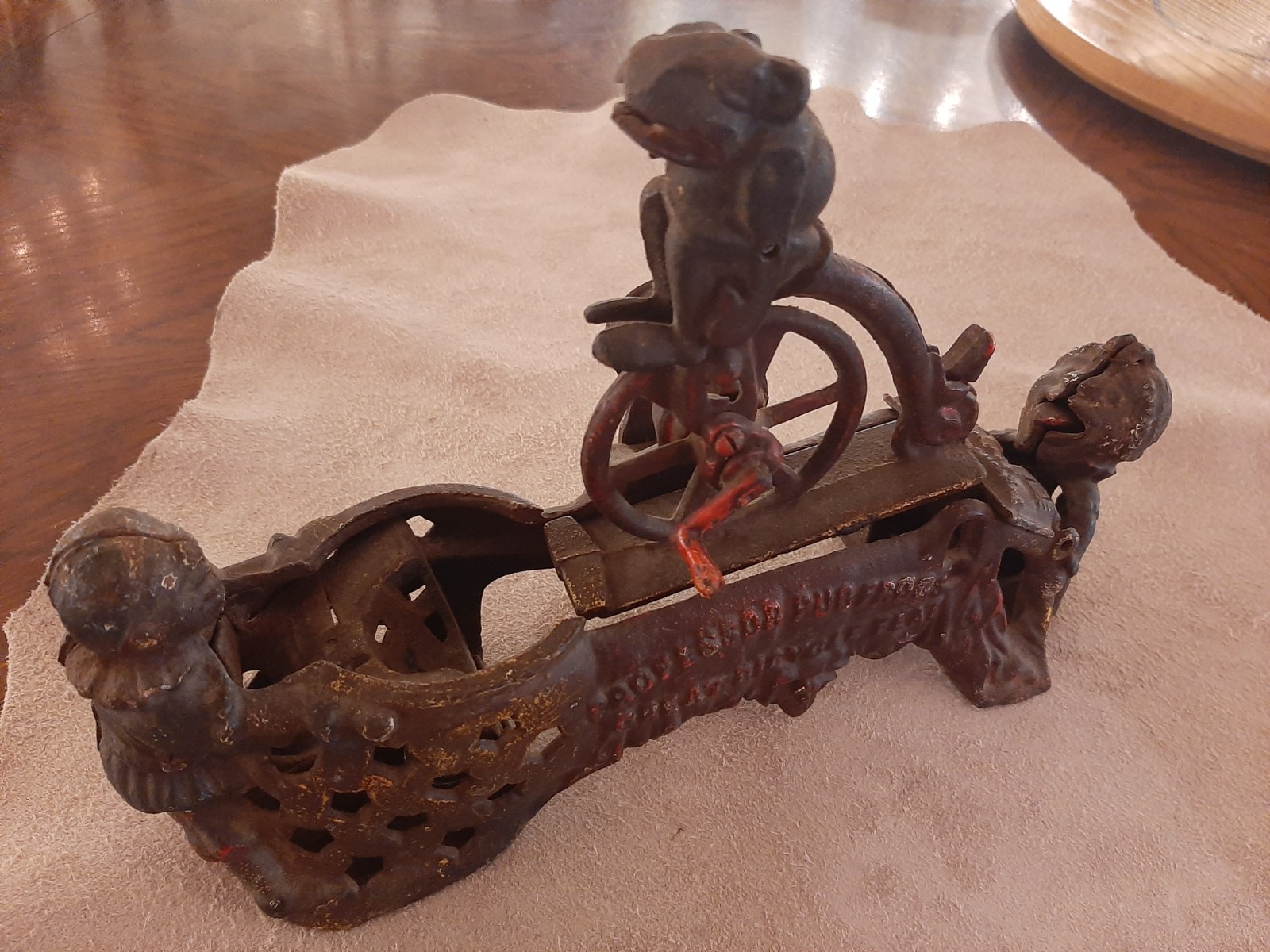 professor pug frogs great bicycle feat cast iron bank