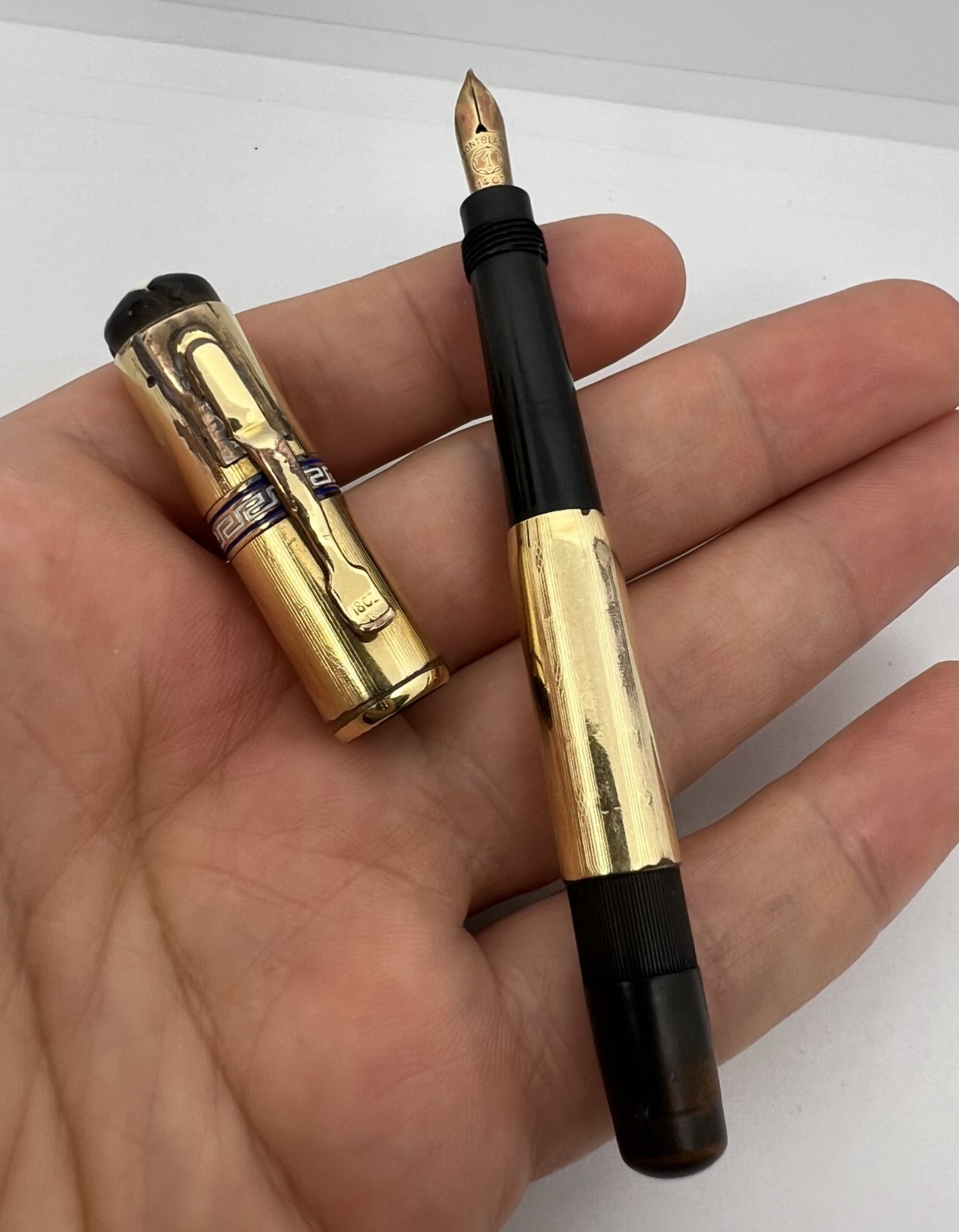 MONTBLANC SIMPLO 1  BABY SAFETY 18K ROLLED GOLD  FOUNTAIN PEN NIB 14K SIZE 1