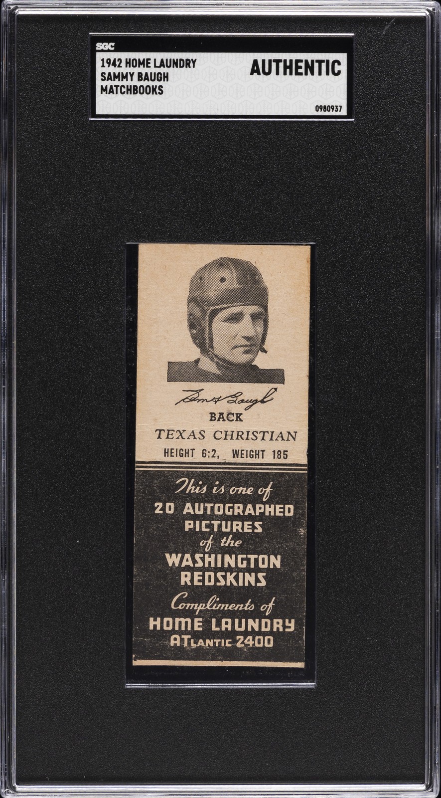 1942 HOME LAUNDRY MATCHBOOKS - AUTHENTIC SAMMY BAUGH SGC A 1942 HOME LAUNDRY MATCHBOOKS - AUTHENTIC SAMMY BAUGH SGC A