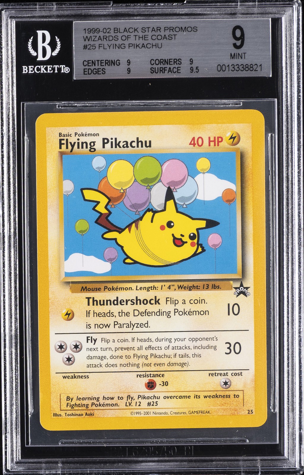 1999-02 BLACK STAR PROMO #25 FLYING PIKACHU BGS 9