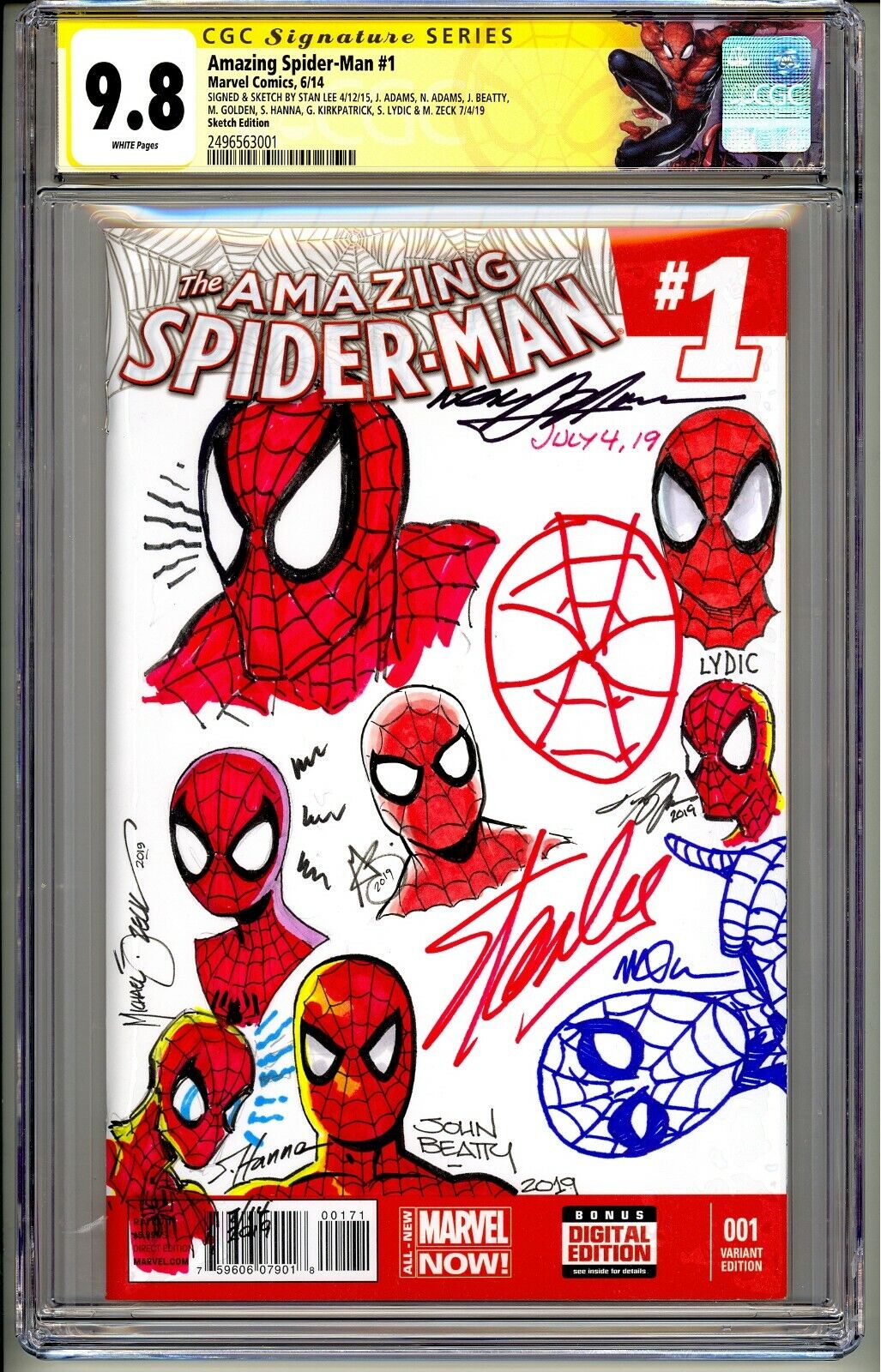 💥AMAZING SPIDER-MAN #1 CGC SS 9.8 SIGNED & SKETCHED STAN LEE & 8 LEGENDS RARE💥