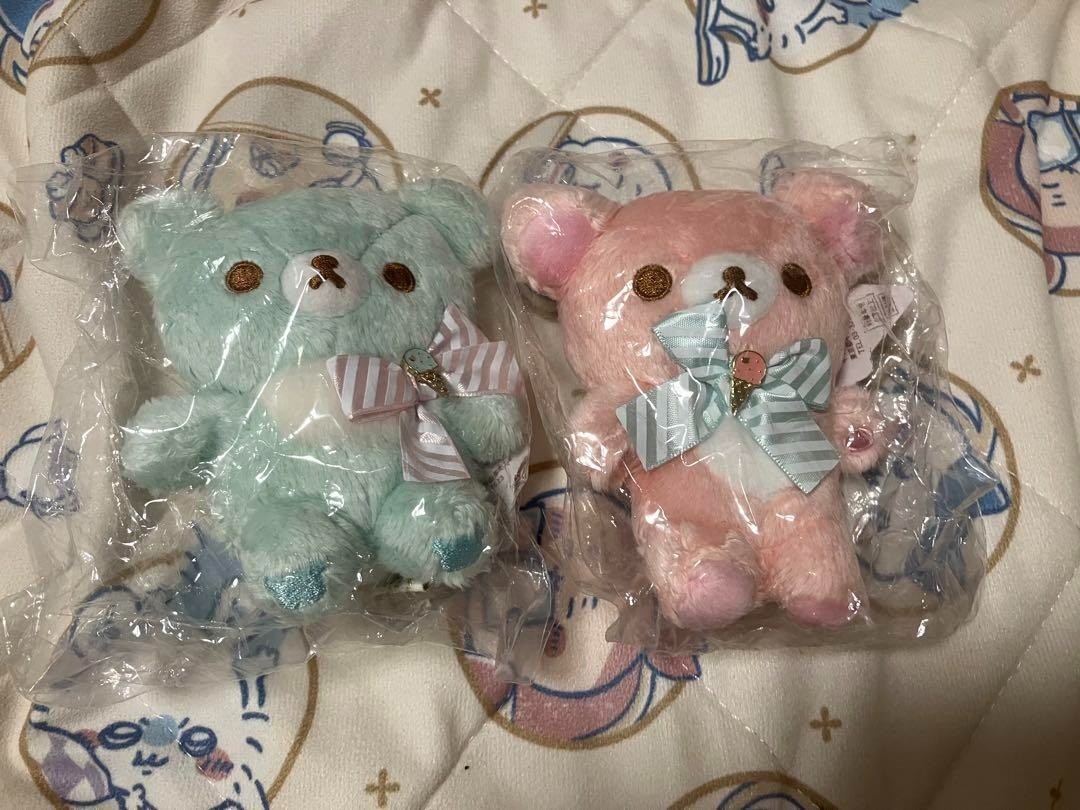 San X Korilakkuma Chairokoguma Happy Ice Cream plush pair set With Tag San X Korilakkuma Chairokoguma Happy Ice Cream plush pair set With Tag