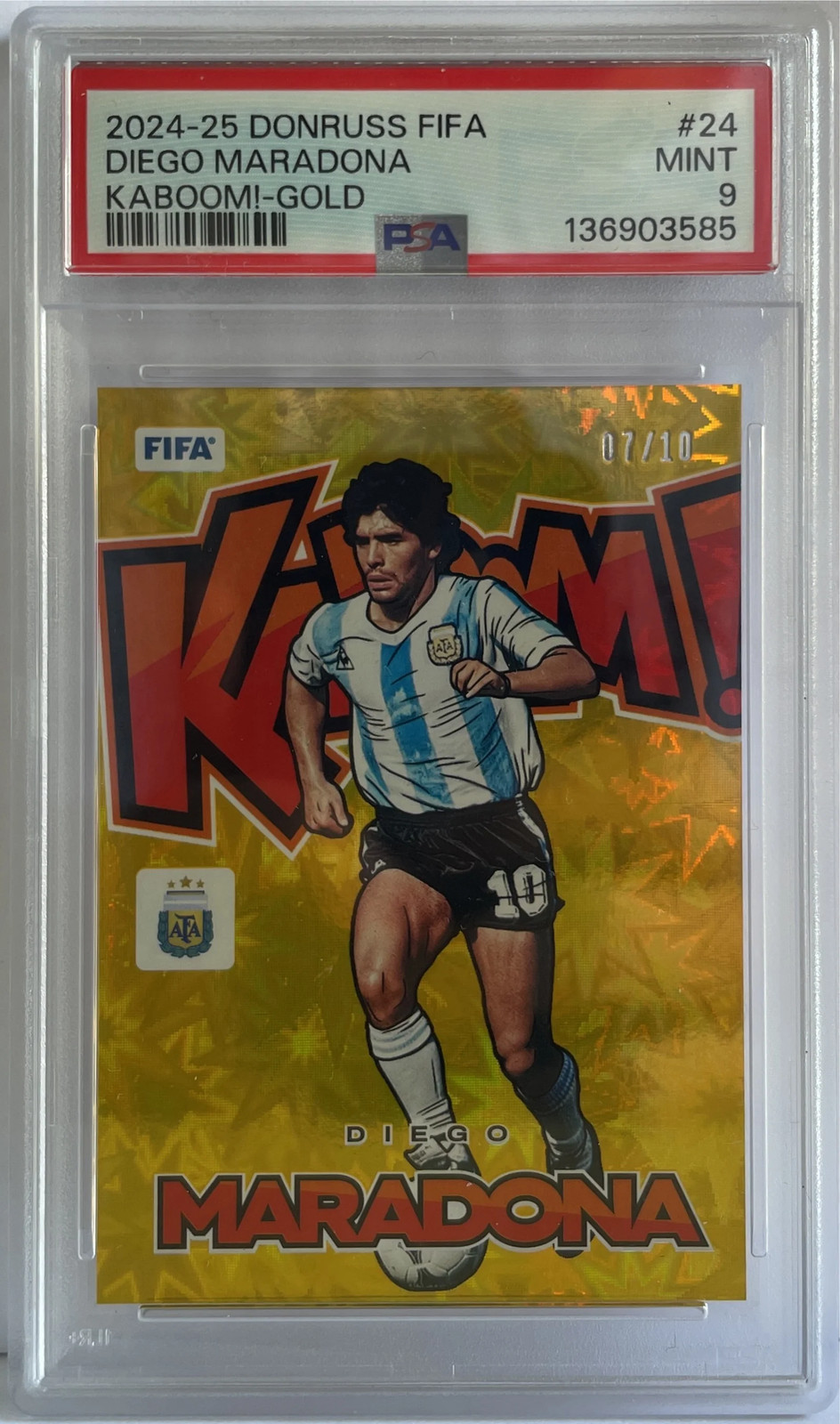 DIego Maradona 7/10 Kaboom Gold Panini Donruss FIFA 2024/25 PSA 9