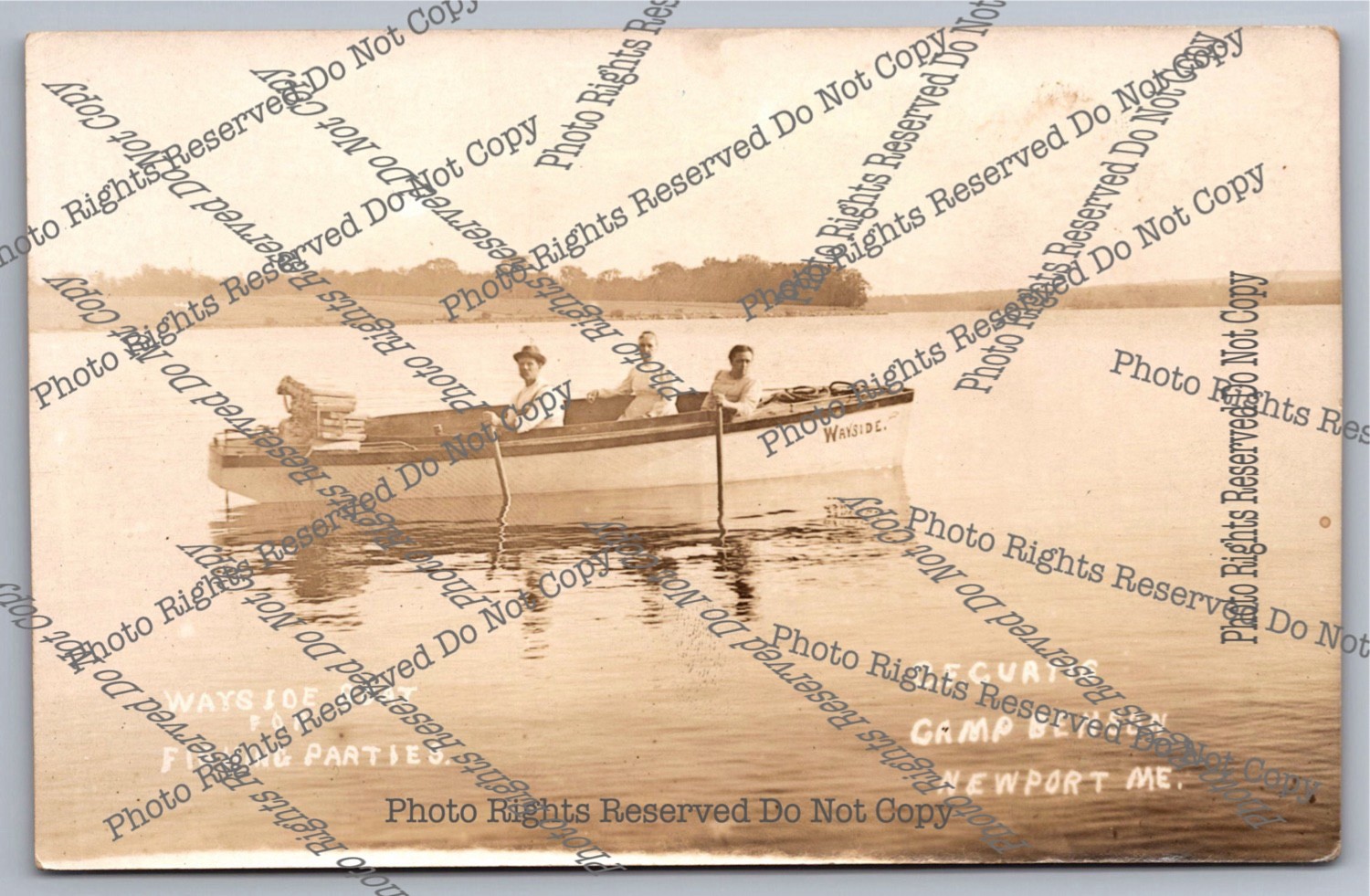Antique RPPC Advertising Wayside Boat Rental Newport Maine Real Photo Postcard