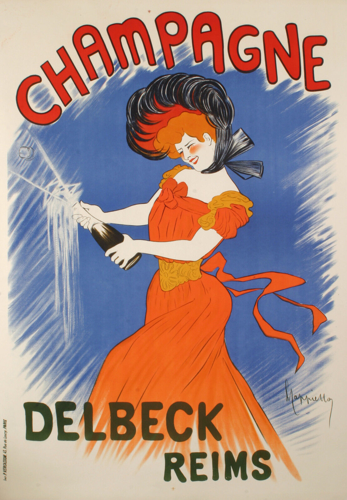 Original poster - L Cappiello - Champagne Delbeck - Reims - Fleur de Lys 1902