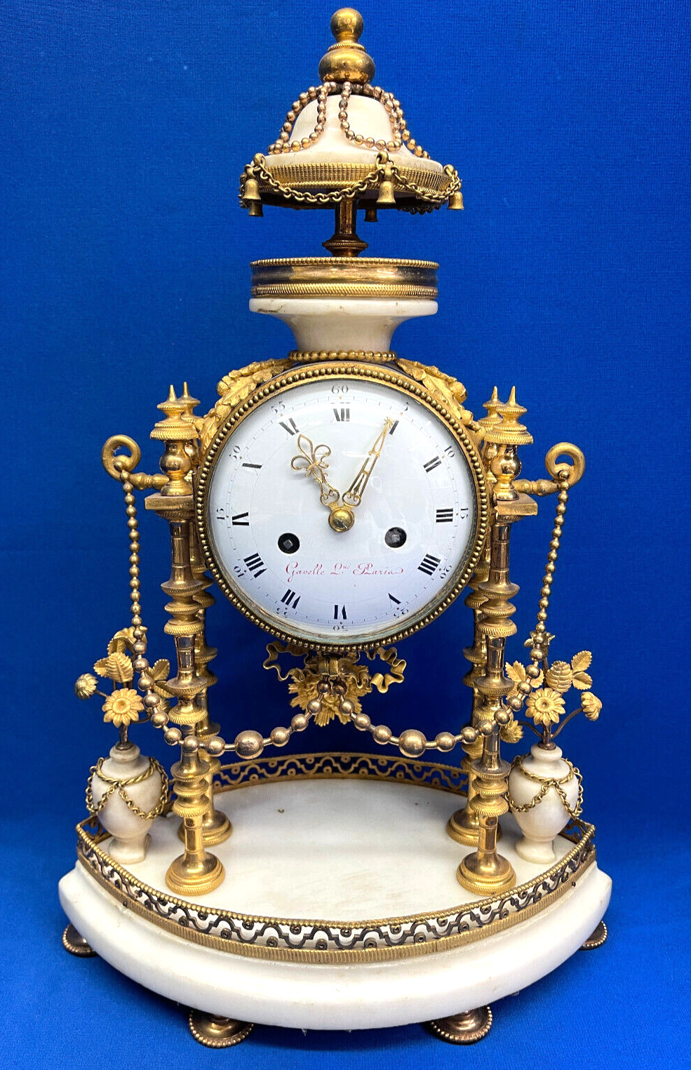 Rare Antique 1795 French Louis XVl Bronze Marble Silk Thread Clock * Rare Antique 1795 French Louis XVl Bronze Marble Silk Thread Clock *