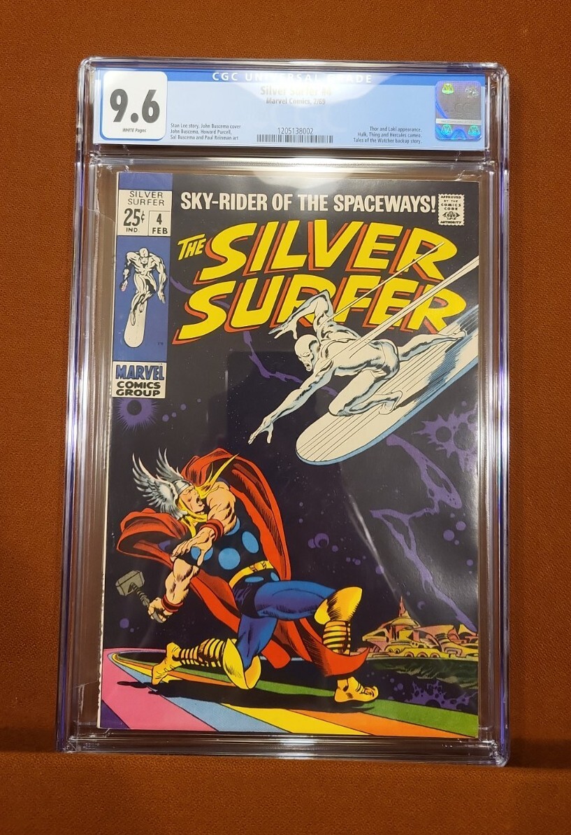 SILVER SURFER #4 CGC 9.6 NM+ WHITE PAGES / CLASSIC THOR BUSCEMA New CGC Holder SILVER SURFER #4 CGC 9.6 NM+ WHITE PAGES / CLASSIC THOR BUSCEMA New CGC Holder