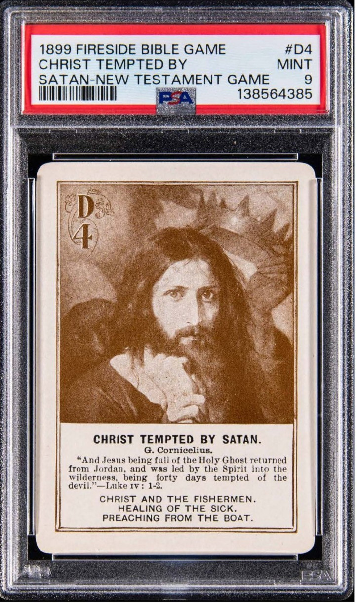 1899 Fireside Bible Game/New Testament Game #D4 Christ Tempted By Satan - PSA 9 1899 Fireside Bible Game/New Testament Game #D4 Christ Tempted By Satan - PSA 9