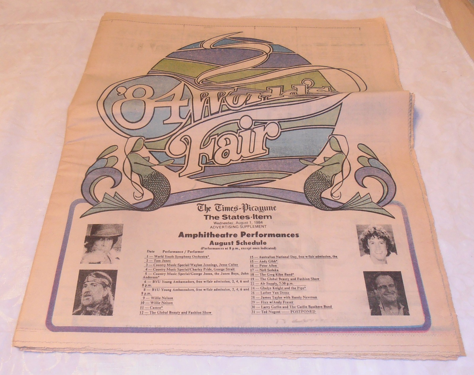 VINTAGE 1984 WORLD'S FAIR PAPER WILLIE NELSON MAISON BLANCHE + NEW ORLEANS VINTAGE 1984 WORLD'S FAIR PAPER WILLIE NELSON MAISON BLANCHE + NEW ORLEANS