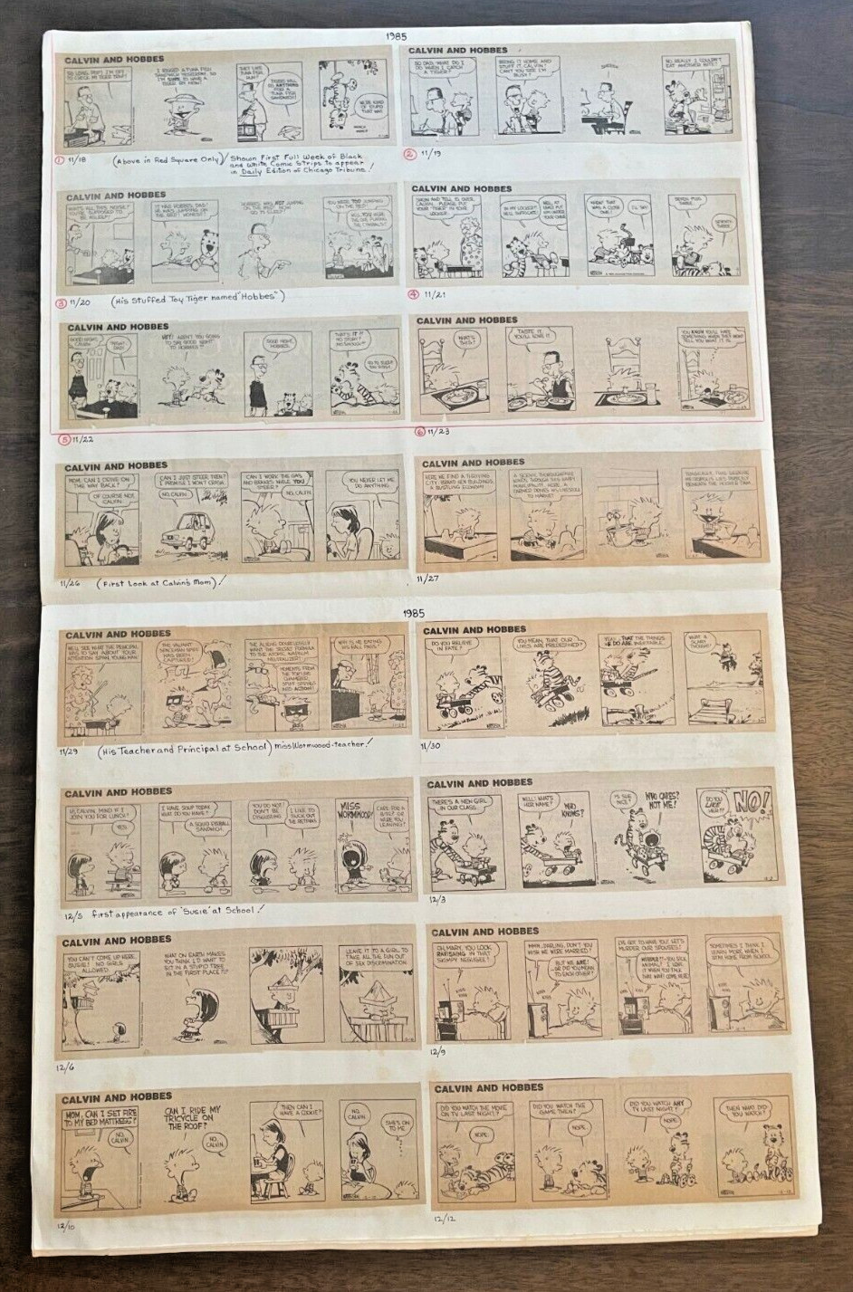 1st App Calvin & Hobbes 1985 Rare Newspaper Strips Bill Waterson MAKE OFFER 1st App Calvin & Hobbes 1985 Rare Newspaper Strips Bill Waterson MAKE OFFER