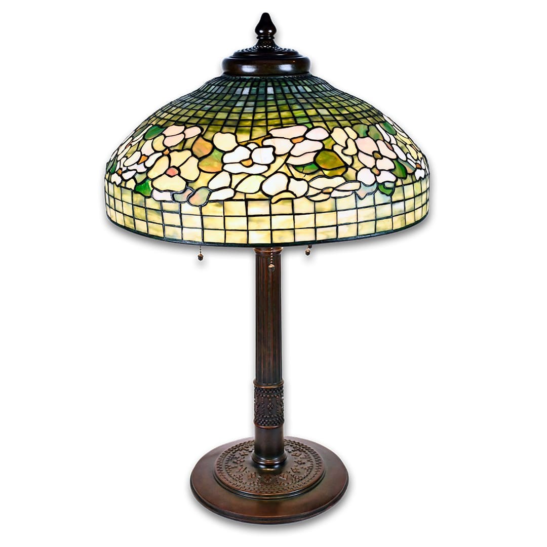 Tiffany Studios Banded Dogwood Table Lamp Roman Base Circa 1910