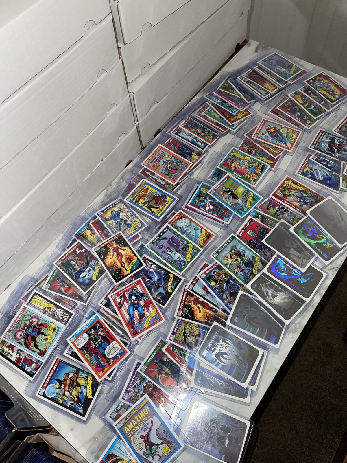1990 Impel MARVEL UNIVERSE Series 1 Trading Cards Huge Lot Sleeved in Exc- Mnt 1990 Impel MARVEL UNIVERSE Series 1 Trading Cards Huge Lot Sleeved in Exc- Mnt