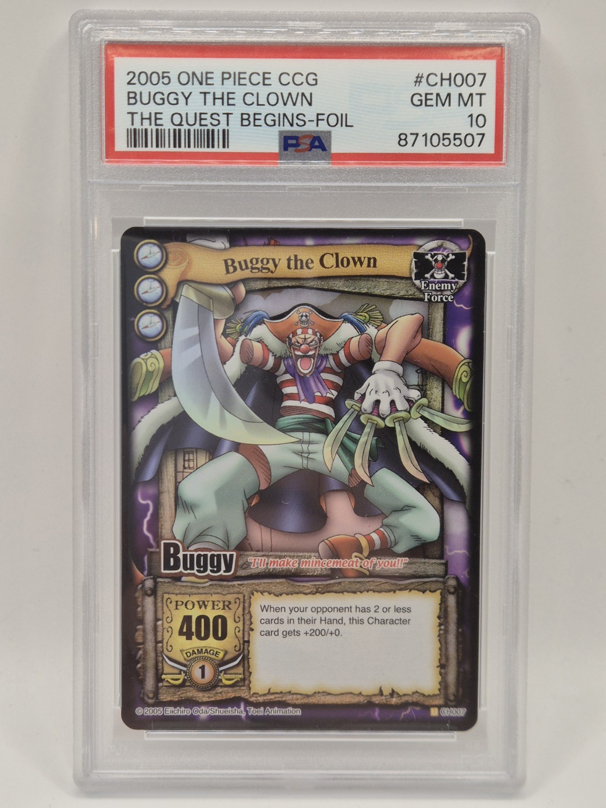One Piece CCG - Buggy The Clown - PSA 10 POP 1 - CH007 - Foil One Piece CCG - Buggy The Clown - PSA 10 POP 1 - CH007 - Foil