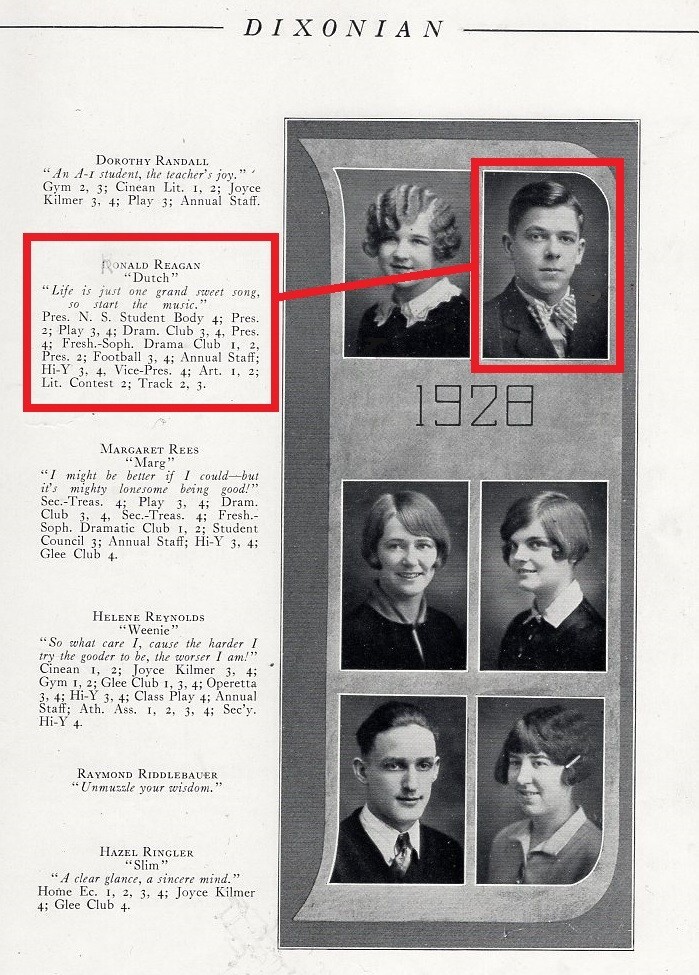 1920s President RONALD REAGAN senior high Yearbook ~ Many Photos + Essay & Poem 1920s President RONALD REAGAN senior high Yearbook ~ Many Photos + Essay & Poem