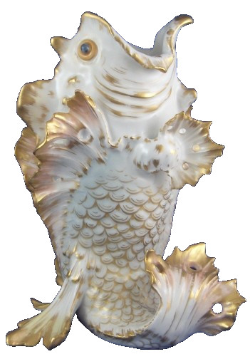 Antique 20thC Art Nouveau KPM Berlin Porcelain Weichmalerei Fish Vase German