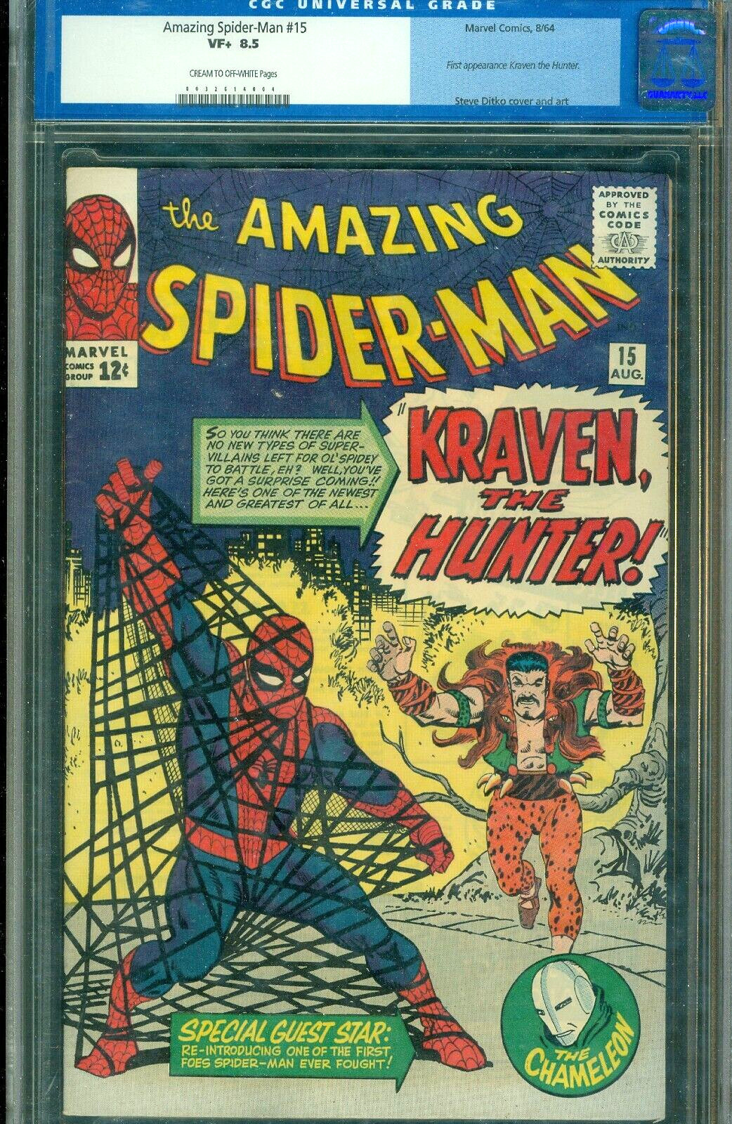 AMAZING SPIDER-MAN #15 CGC 8.5 1st App. Kraven The Hunter MOVIE OLD LABEL