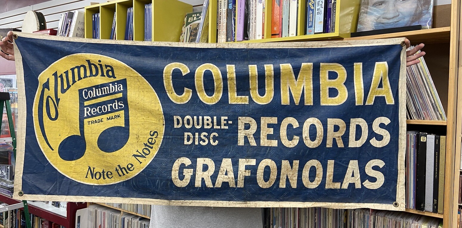 Extremely Rare 1900s Painted ORIGINAL Columbia Records Store Advertising Sign Extremely Rare 1900s Painted ORIGINAL Columbia Records Store Advertising Sign