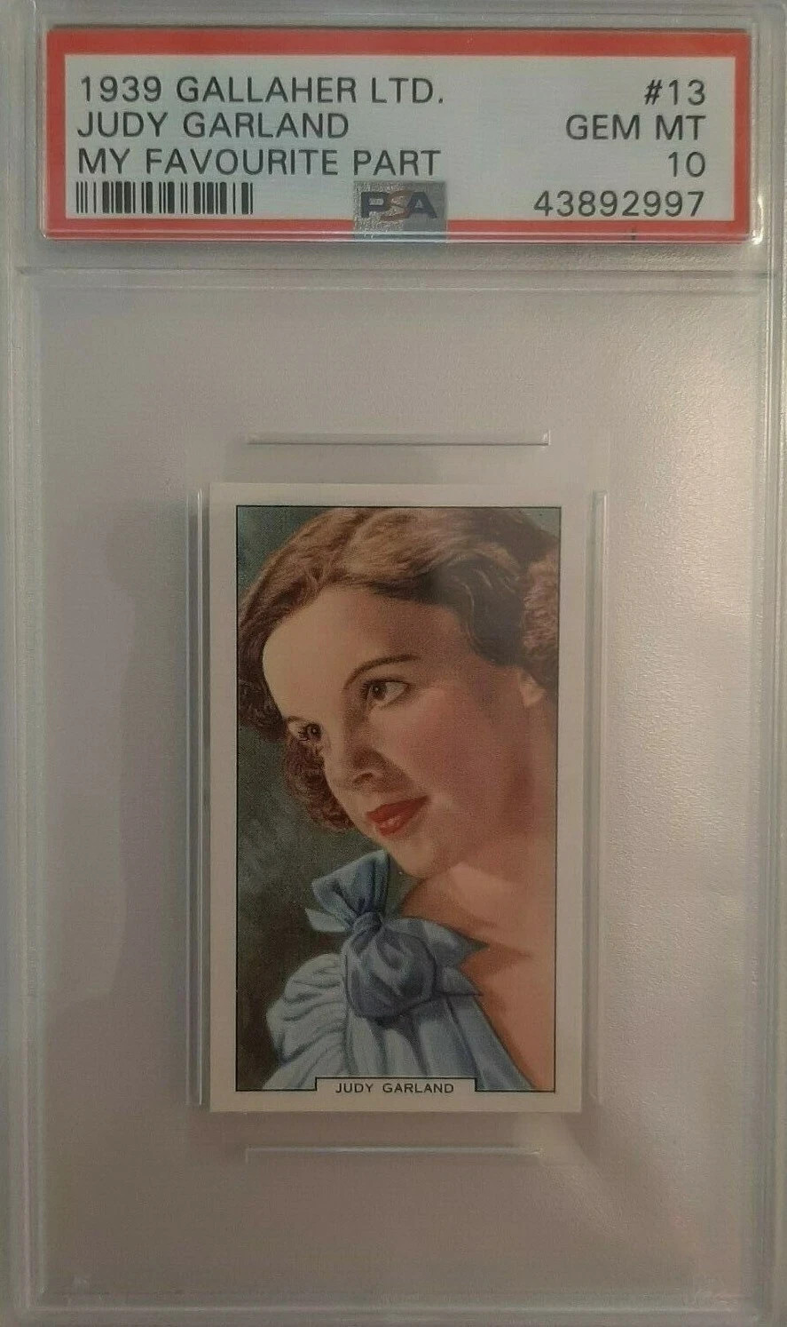 1939 Gallaher My Favourite Part JUDY GARLAND ROOKIE RC PSA 10 Wizard Oz LOW POP