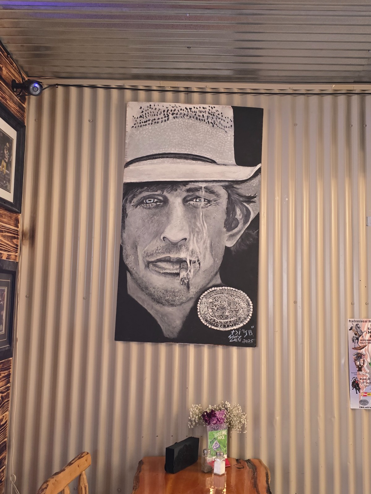 48x32 Original Painting JB Mauney 2X PBR World Champion Signed Skot Lain Wyoming