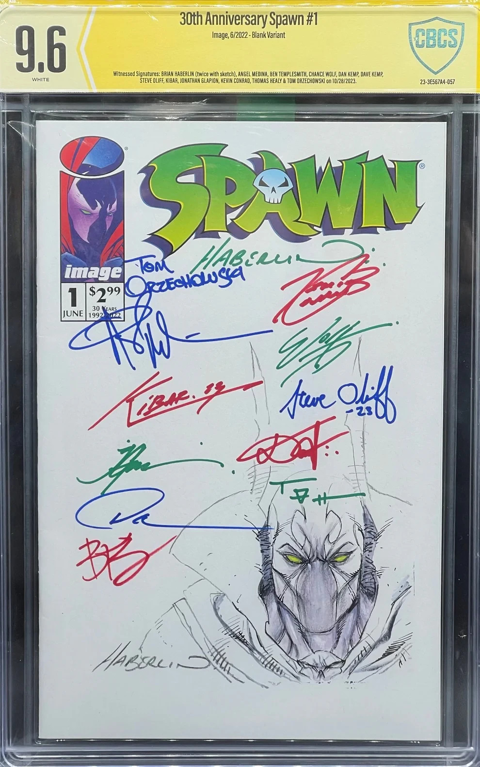 30th Anniversary Spawn #1 12 Times Signed with Sketch Graded CBCS 9.6 30th Anniversary Spawn #1 12 Times Signed with Sketch Graded CBCS 9.6