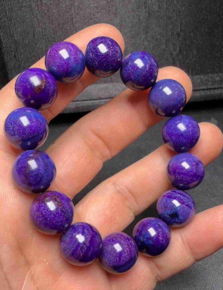 14.6mm Rare Top South Africa Natural Sugilite Gem Round Beads Crystal Bracelet