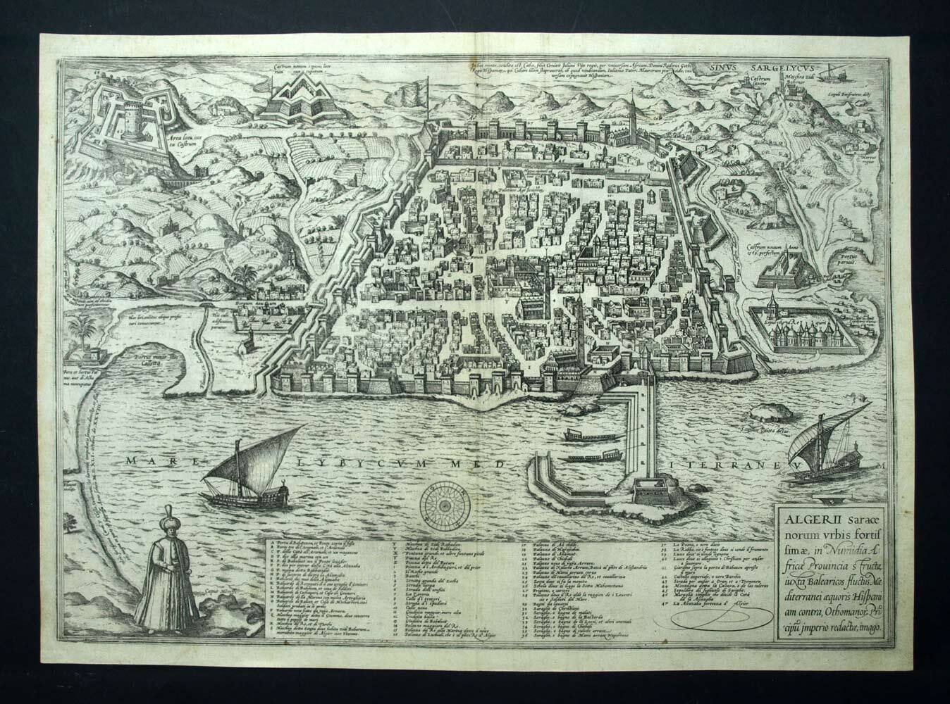 Old Geographic Map Braun And Hogenberg The City Of Algiers 1572 ANTIC MAP Old Geographic Map Braun And Hogenberg The City Of Algiers 1572 ANTIC MAP