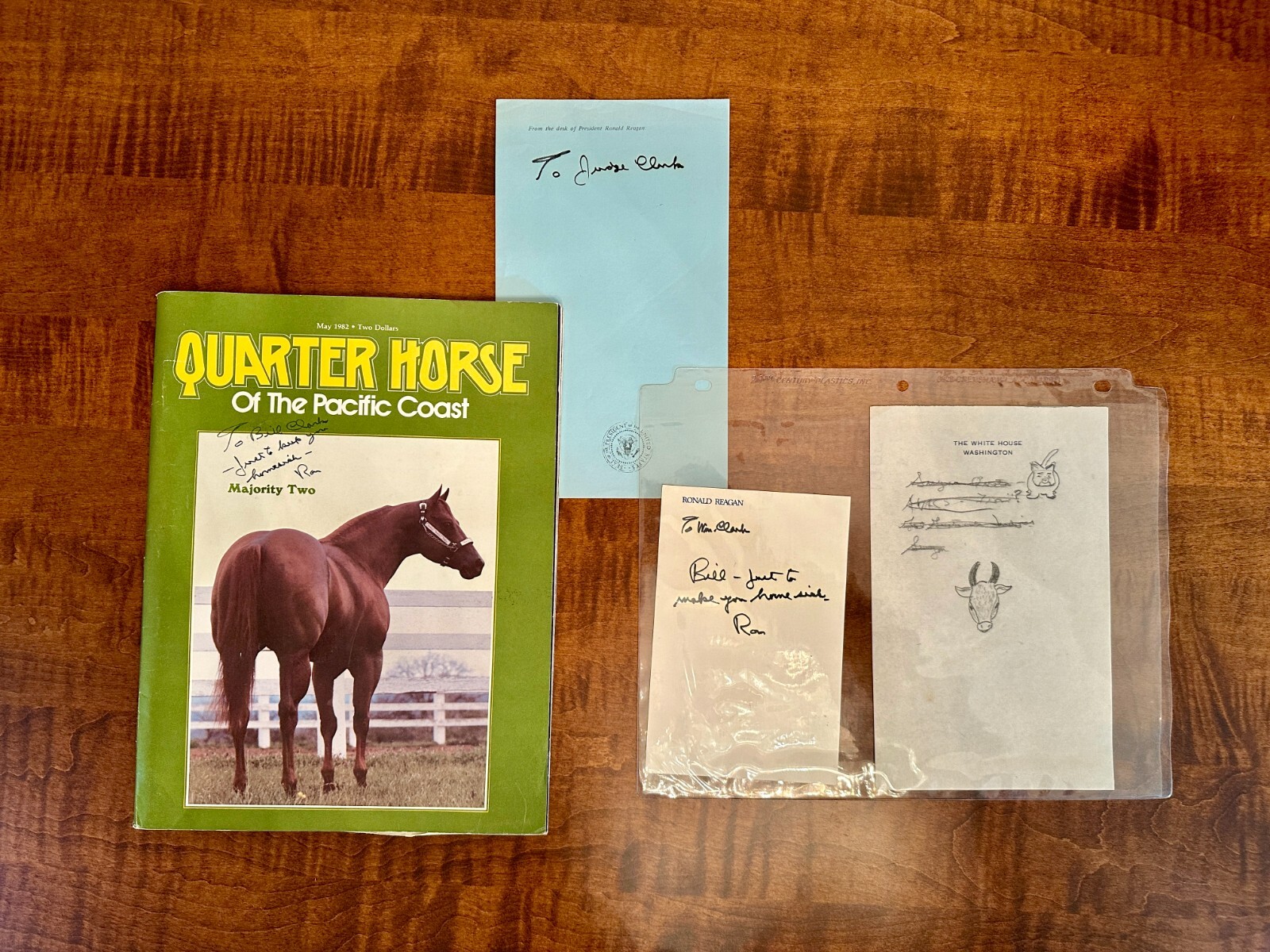 RARE Ronald Reagan Meeting Notes and Magazine Gift to Judge William Clark