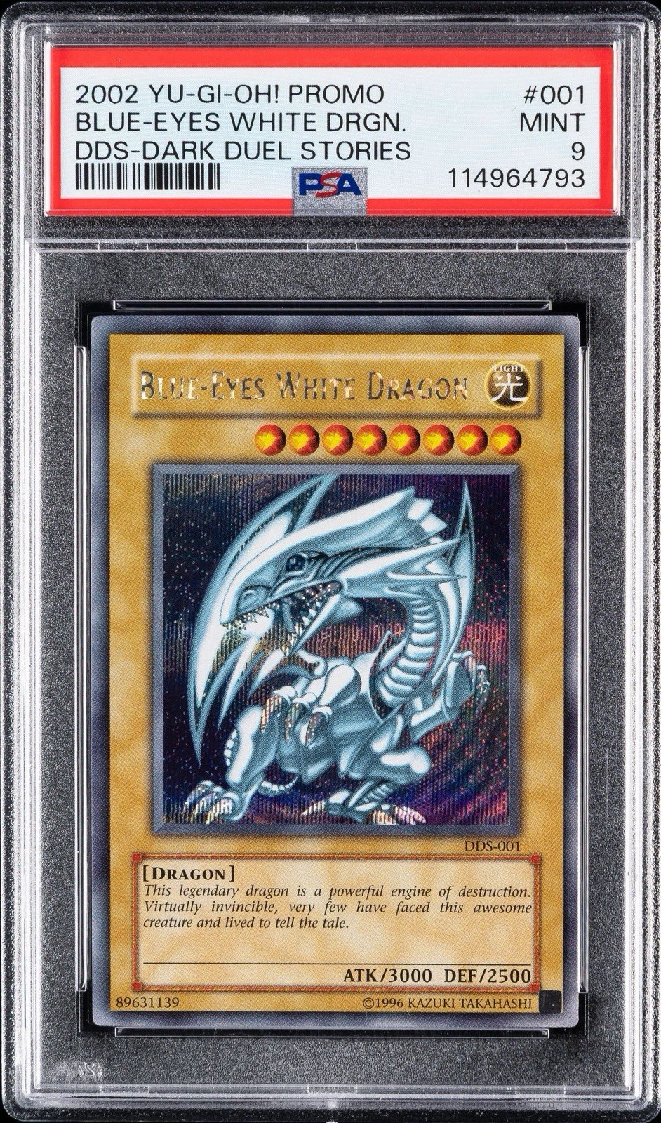 Blue-Eyes White Dragon DDS-001 Secret Rare PSA 9 Blue-Eyes White Dragon DDS-001 Secret Rare PSA 9